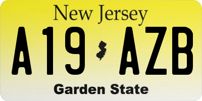 NJ license plate A19AZB