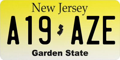 NJ license plate A19AZE