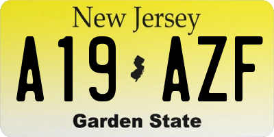 NJ license plate A19AZF