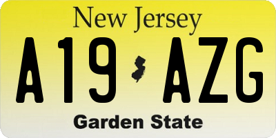NJ license plate A19AZG