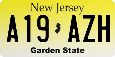 NJ license plate A19AZH
