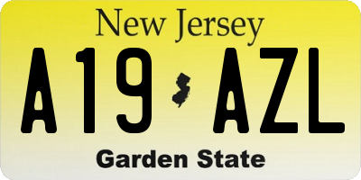NJ license plate A19AZL