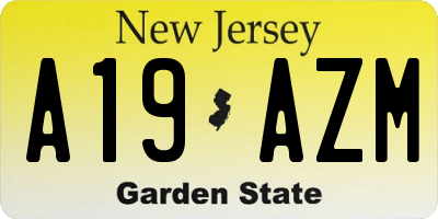 NJ license plate A19AZM