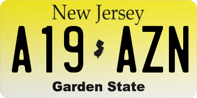 NJ license plate A19AZN