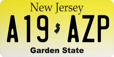 NJ license plate A19AZP