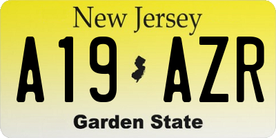 NJ license plate A19AZR