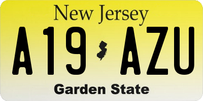 NJ license plate A19AZU