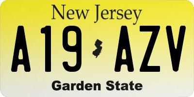 NJ license plate A19AZV