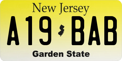 NJ license plate A19BAB