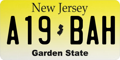 NJ license plate A19BAH
