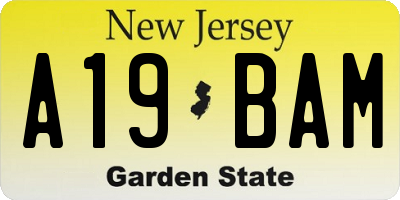 NJ license plate A19BAM