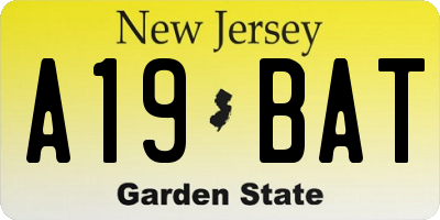 NJ license plate A19BAT