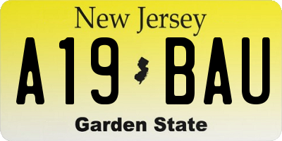 NJ license plate A19BAU