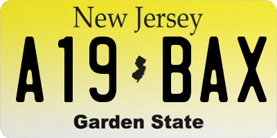 NJ license plate A19BAX
