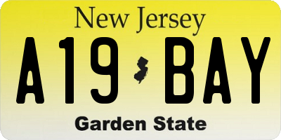 NJ license plate A19BAY