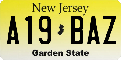 NJ license plate A19BAZ