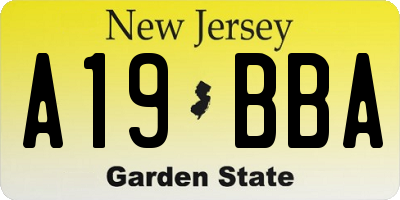 NJ license plate A19BBA