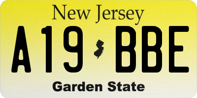 NJ license plate A19BBE