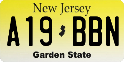 NJ license plate A19BBN