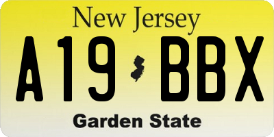 NJ license plate A19BBX