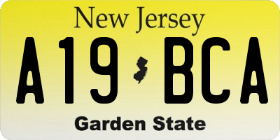 NJ license plate A19BCA