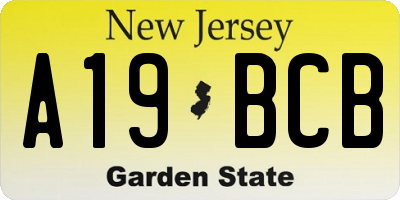 NJ license plate A19BCB