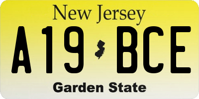 NJ license plate A19BCE