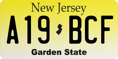 NJ license plate A19BCF