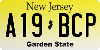 NJ license plate A19BCP
