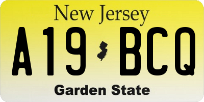 NJ license plate A19BCQ