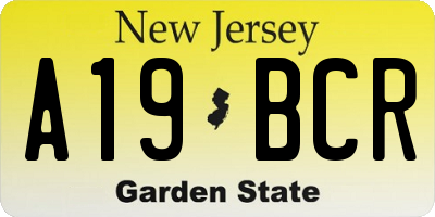 NJ license plate A19BCR