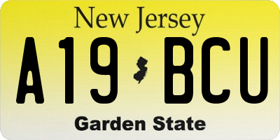 NJ license plate A19BCU