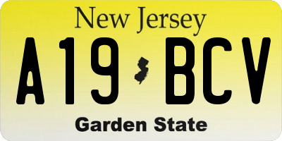 NJ license plate A19BCV