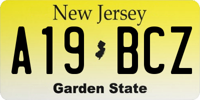 NJ license plate A19BCZ