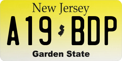 NJ license plate A19BDP