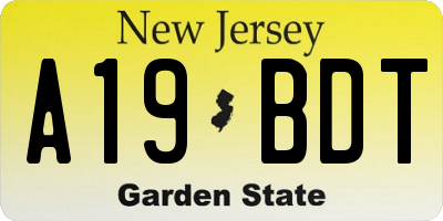 NJ license plate A19BDT