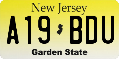 NJ license plate A19BDU