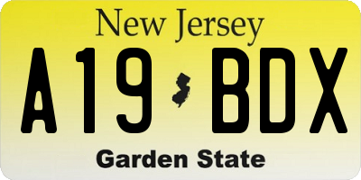 NJ license plate A19BDX