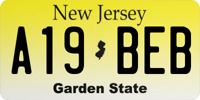 NJ license plate A19BEB
