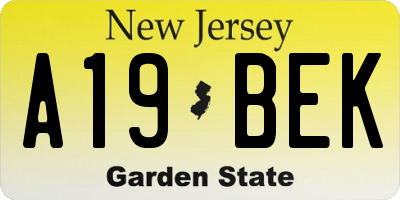 NJ license plate A19BEK