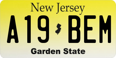 NJ license plate A19BEM