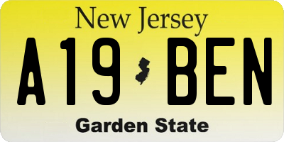 NJ license plate A19BEN