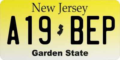 NJ license plate A19BEP