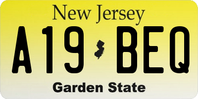 NJ license plate A19BEQ