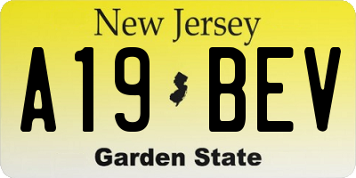 NJ license plate A19BEV