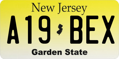 NJ license plate A19BEX