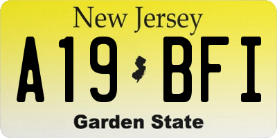NJ license plate A19BFI