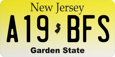 NJ license plate A19BFS