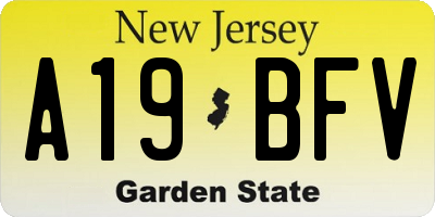 NJ license plate A19BFV