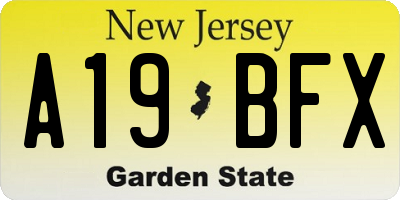 NJ license plate A19BFX